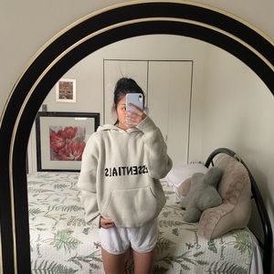 Essentials grey knit logo hoodie
